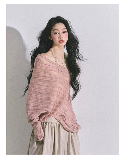 French Asymmetric Cut-Out Knit Sweater