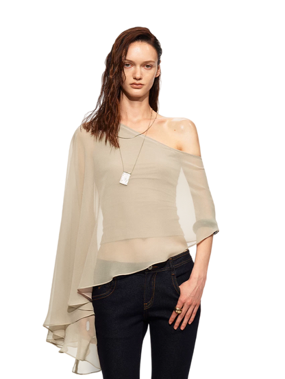 Matte Chiffon Cape Top