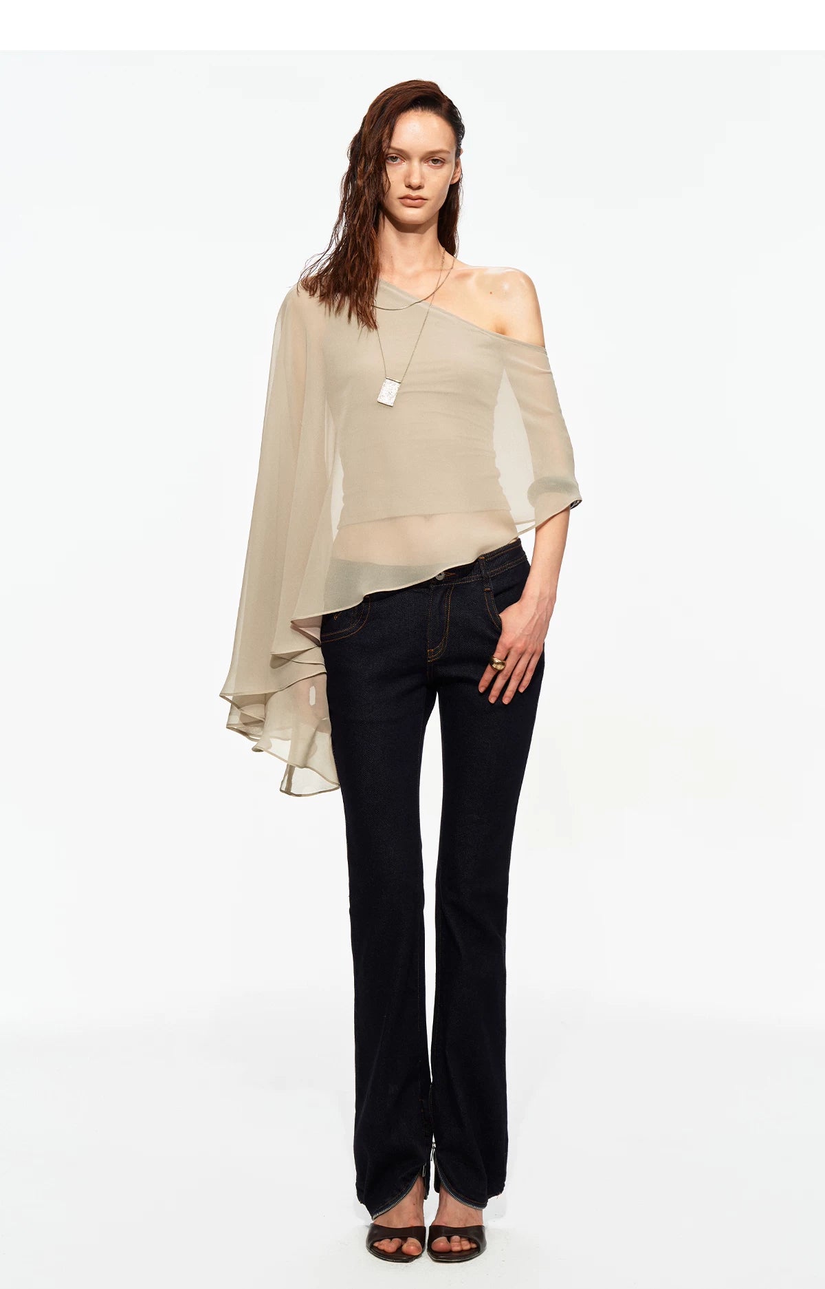 Matte Chiffon Cape Top