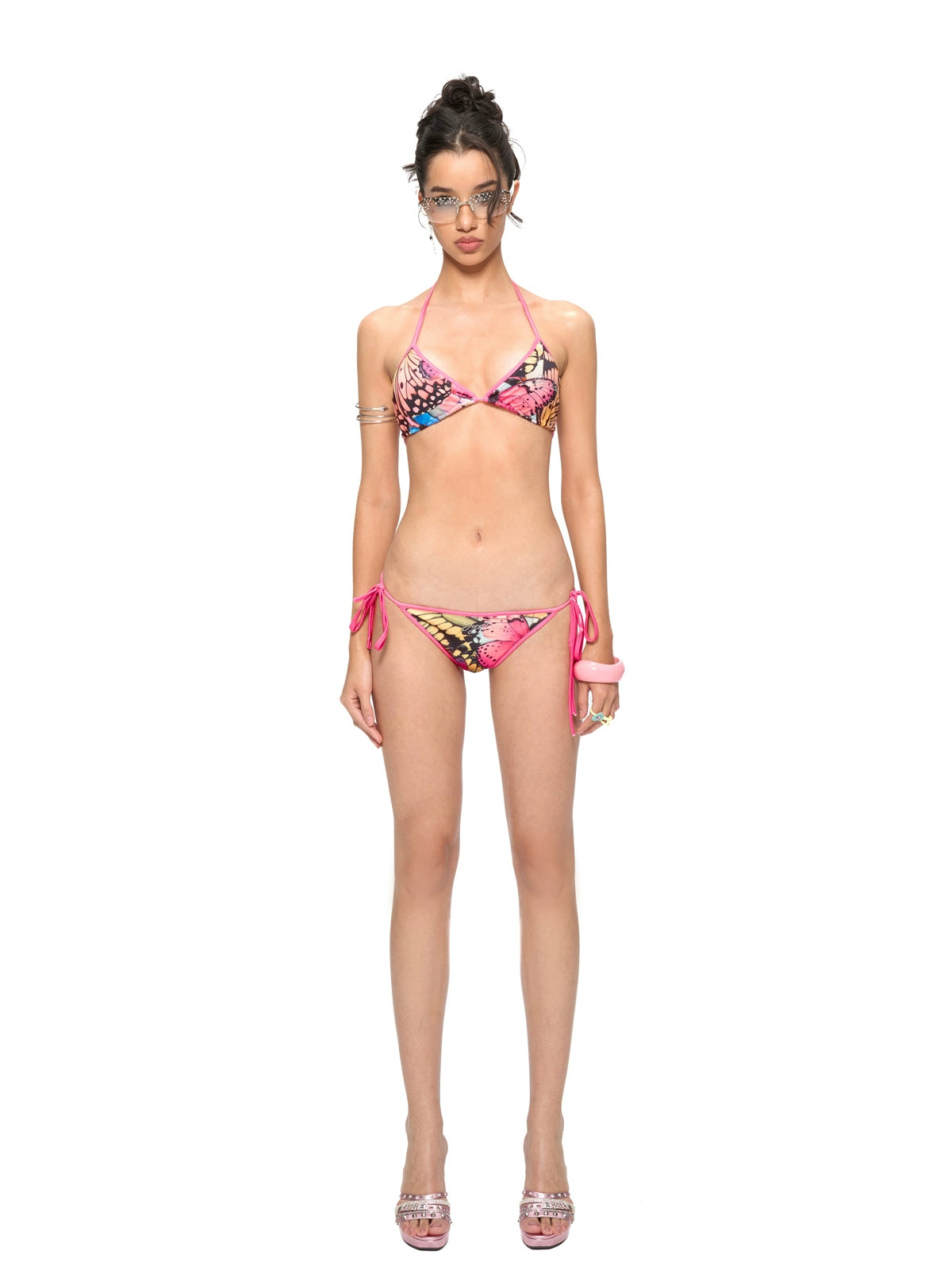 Mesh Cover-Up &amp; Triangle Bikini Set