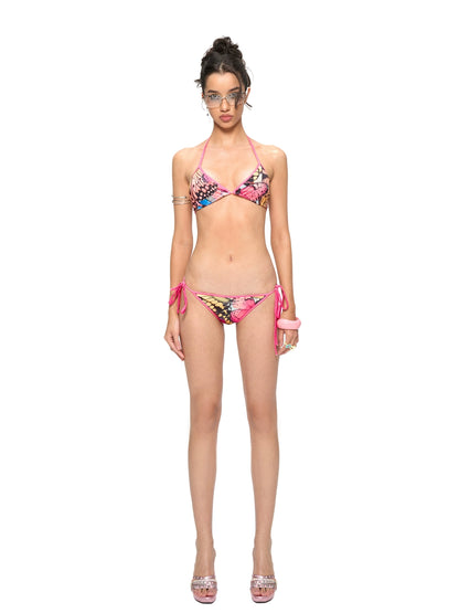 Mesh Cover-Up &amp; Triangle Bikini Set