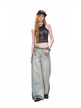 Vintage Mud-Wash Embroidered Barrel-Leg Jeans CHINASQUAD