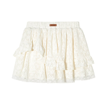 Layered Lace Jacquard Tiered Mini Skirt