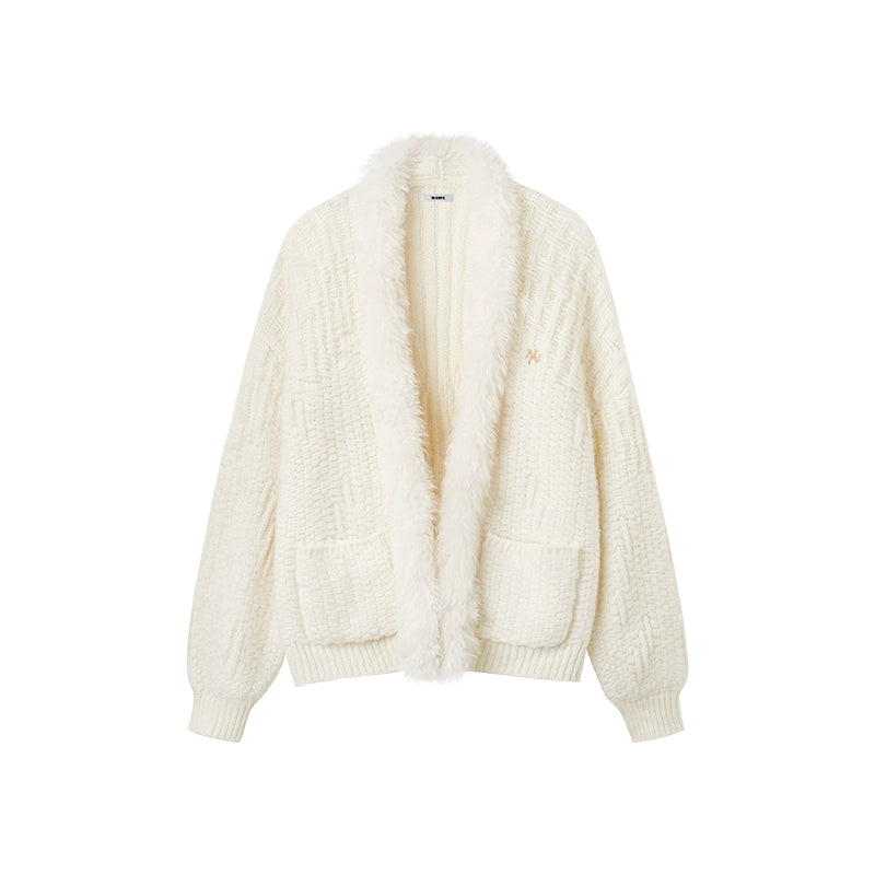 Polar Fur-Trimmed Knit Cardigan