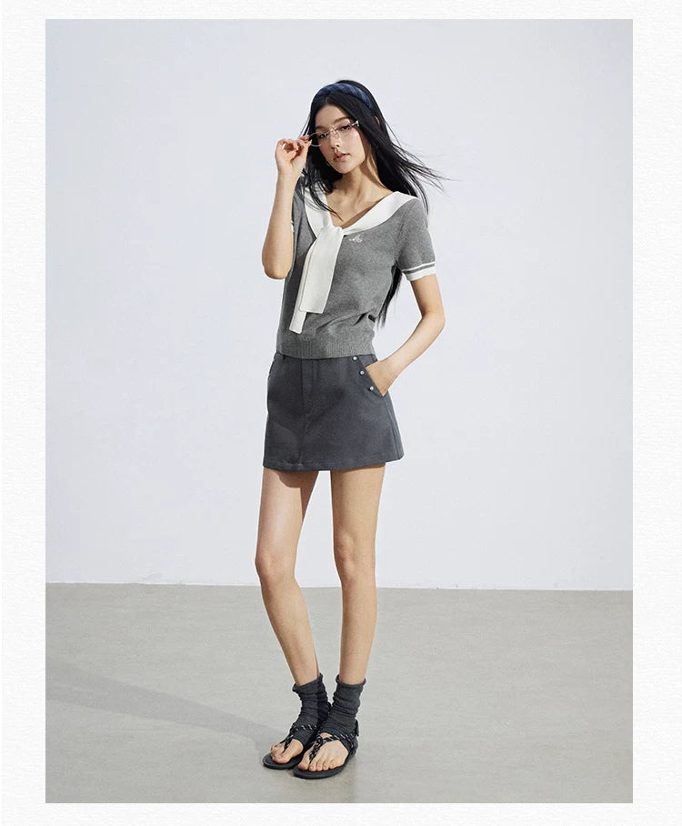 Lyocell Soft-Touch Layered Scarf Knit Top
