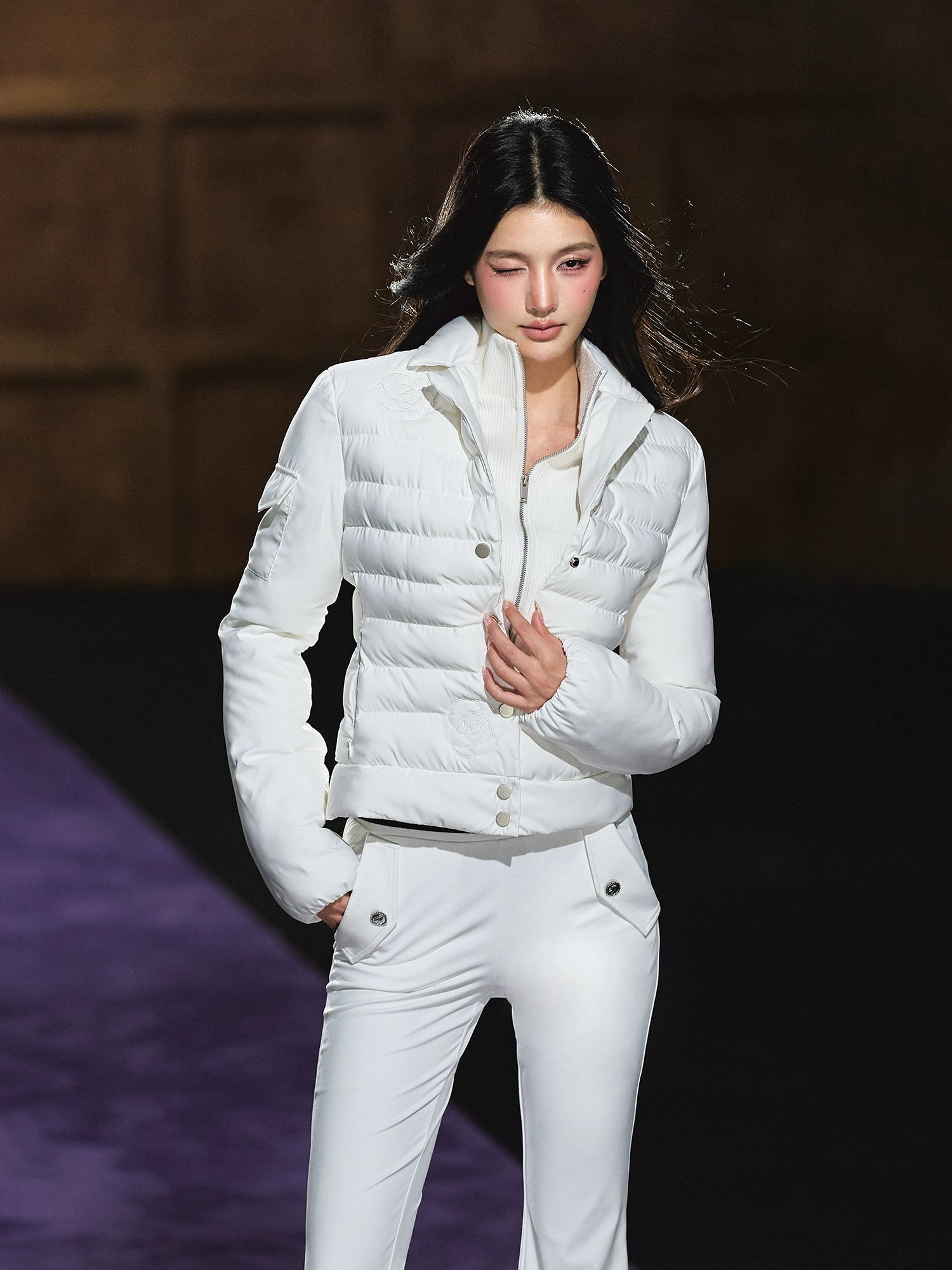 High-Neck Fitted Lightweight Down Jacket