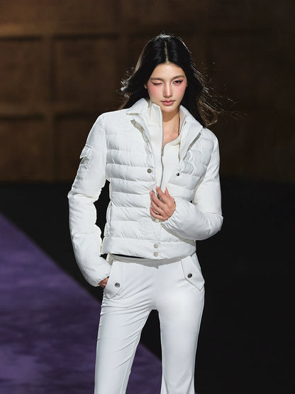 High-Neck Fitted Lightweight Down Jacket