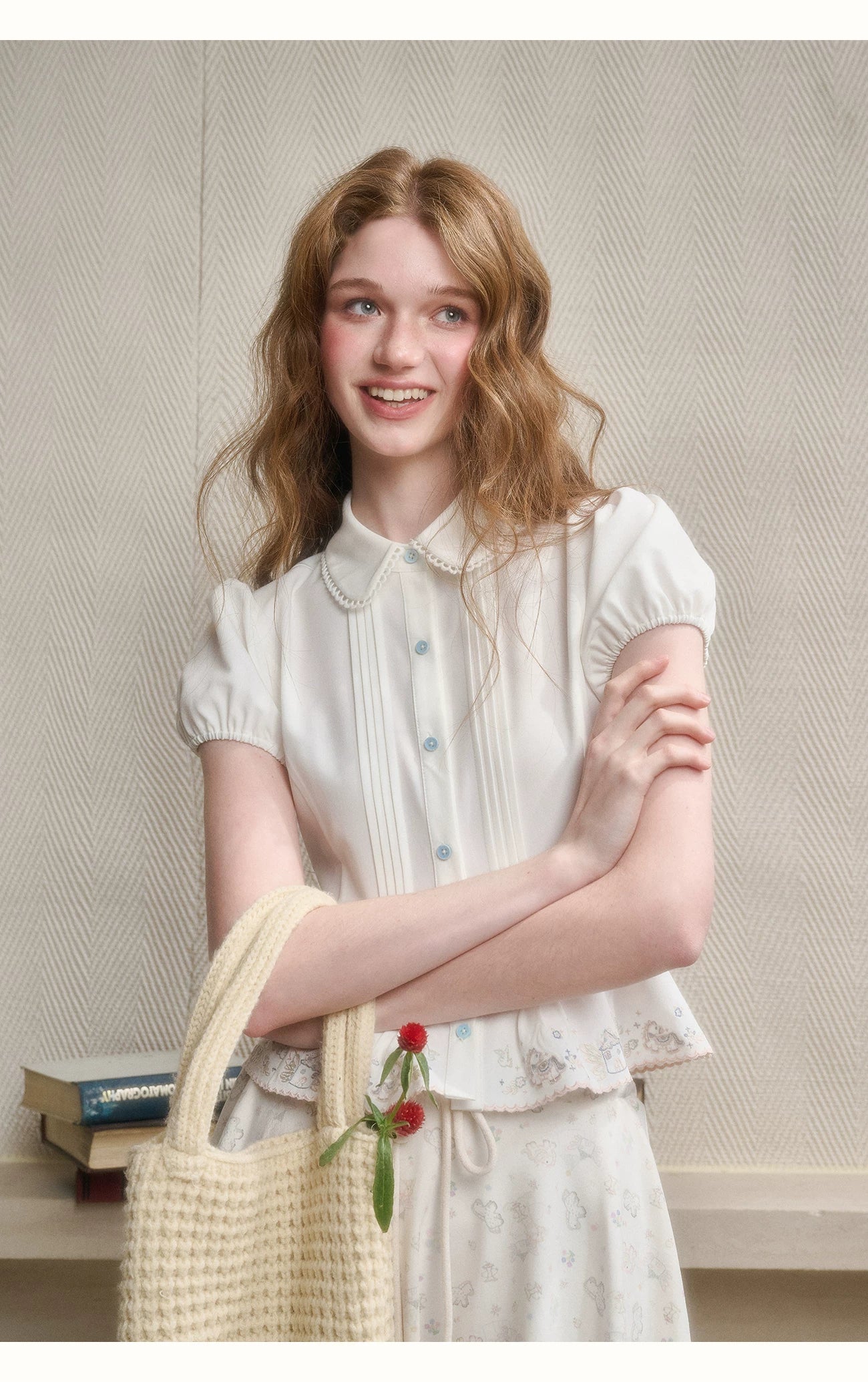 Embroidered Peter Pan Collar Blouse