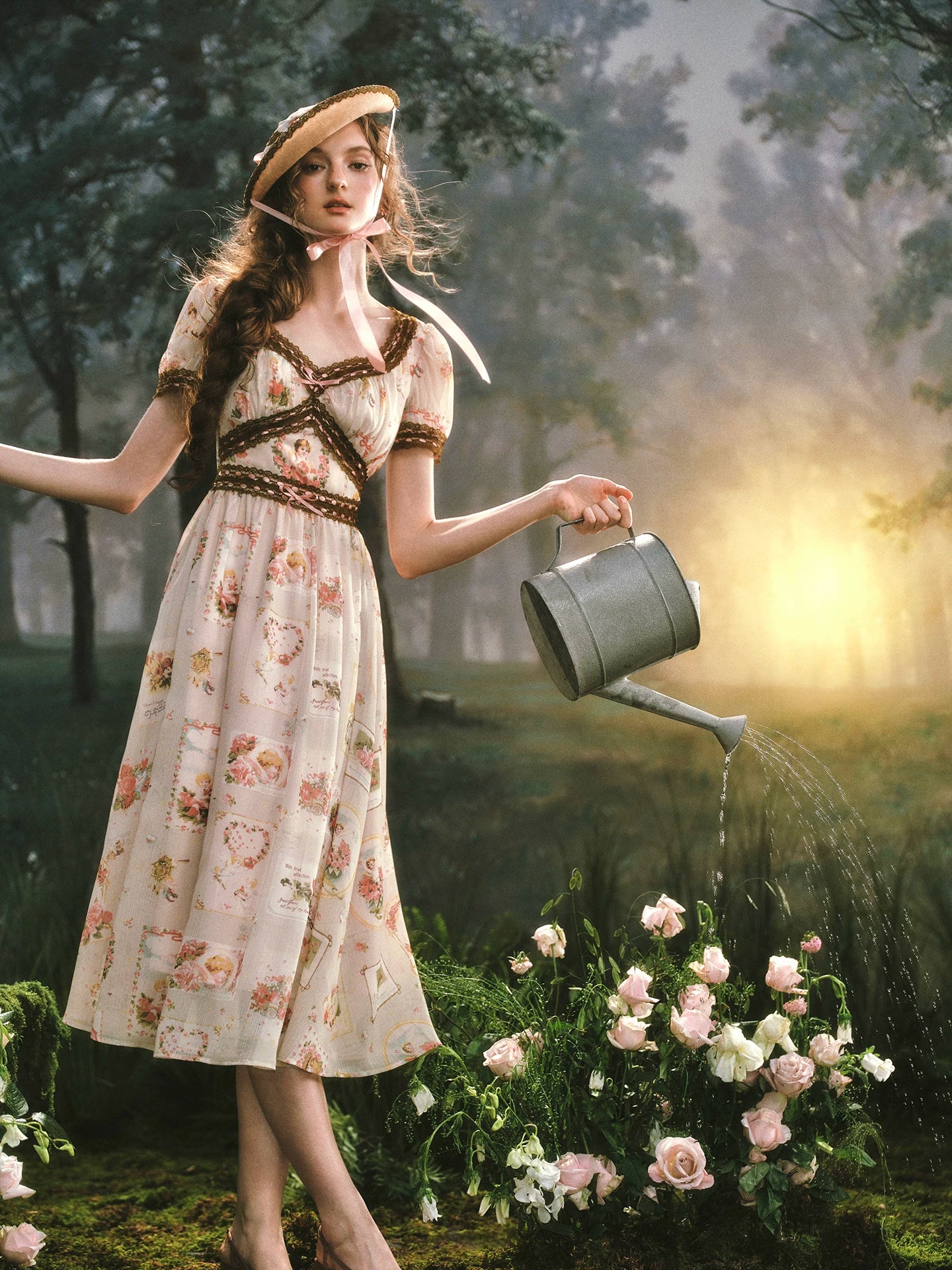 Pastoral Reverie Lace Floral Dress