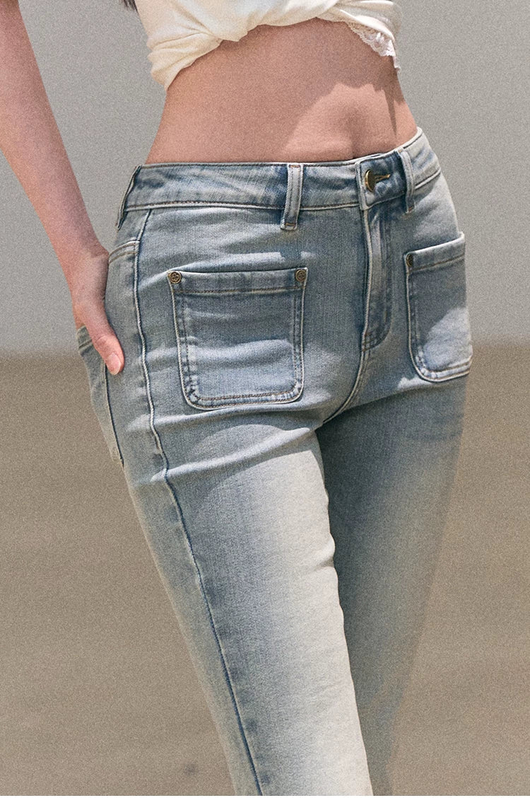 Valley Fog Vintage Washed Flared Jeans