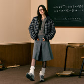 Blue Plaid Reversible Coat - CHINASQUAD