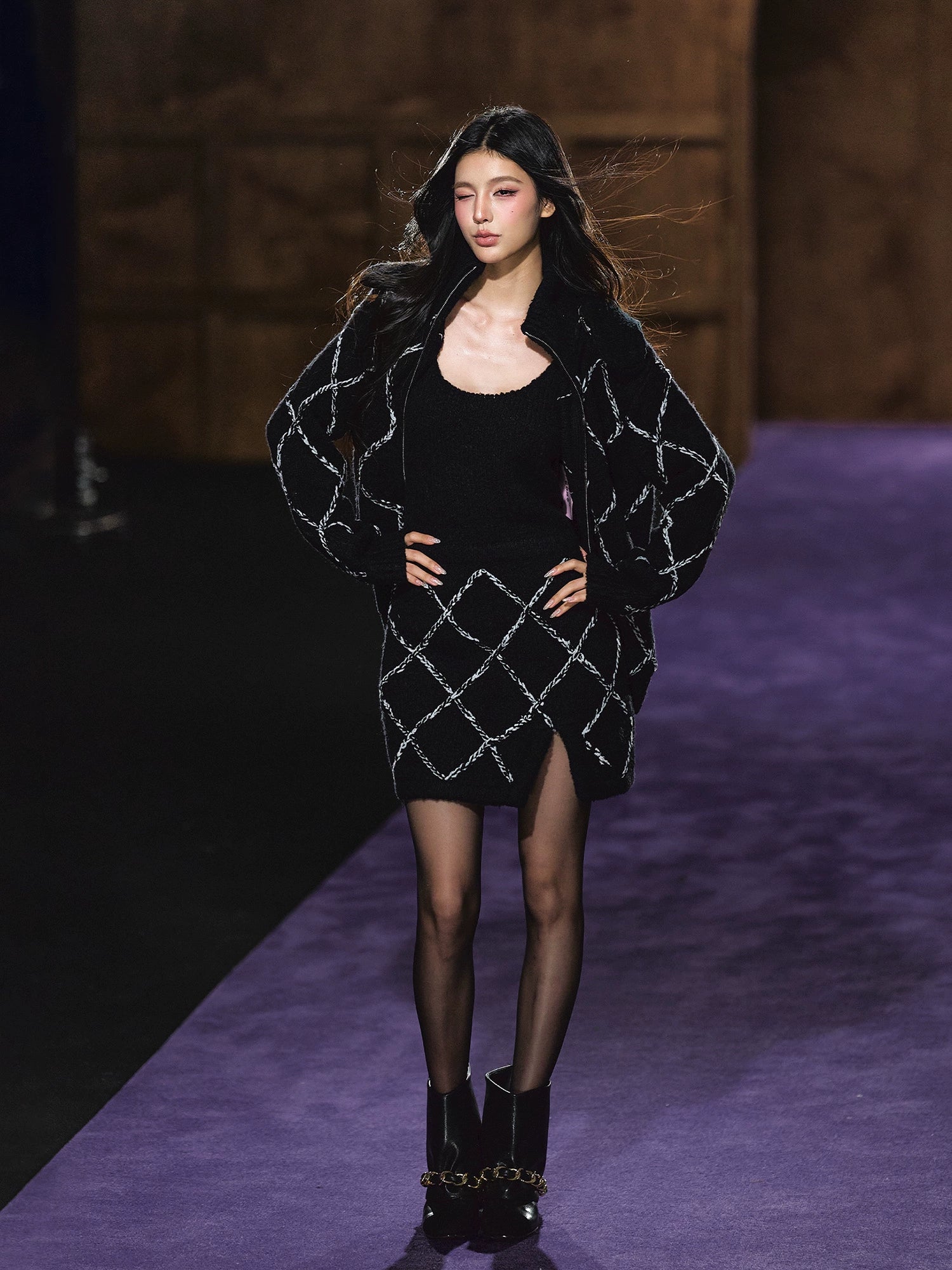 Wool-Blend Textured Hooded Cardigan &amp; Dress Set