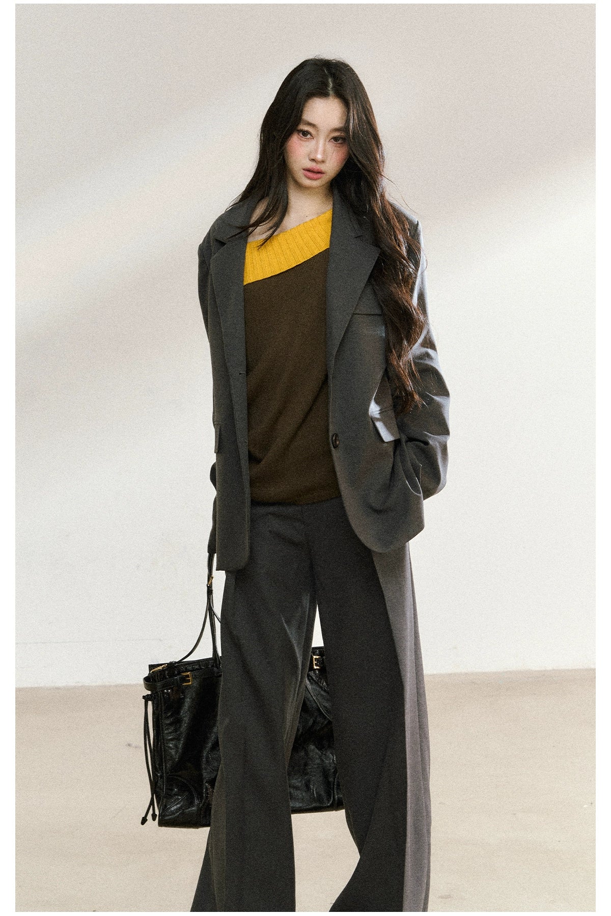 Tailored Draped Straight-Leg Trousers