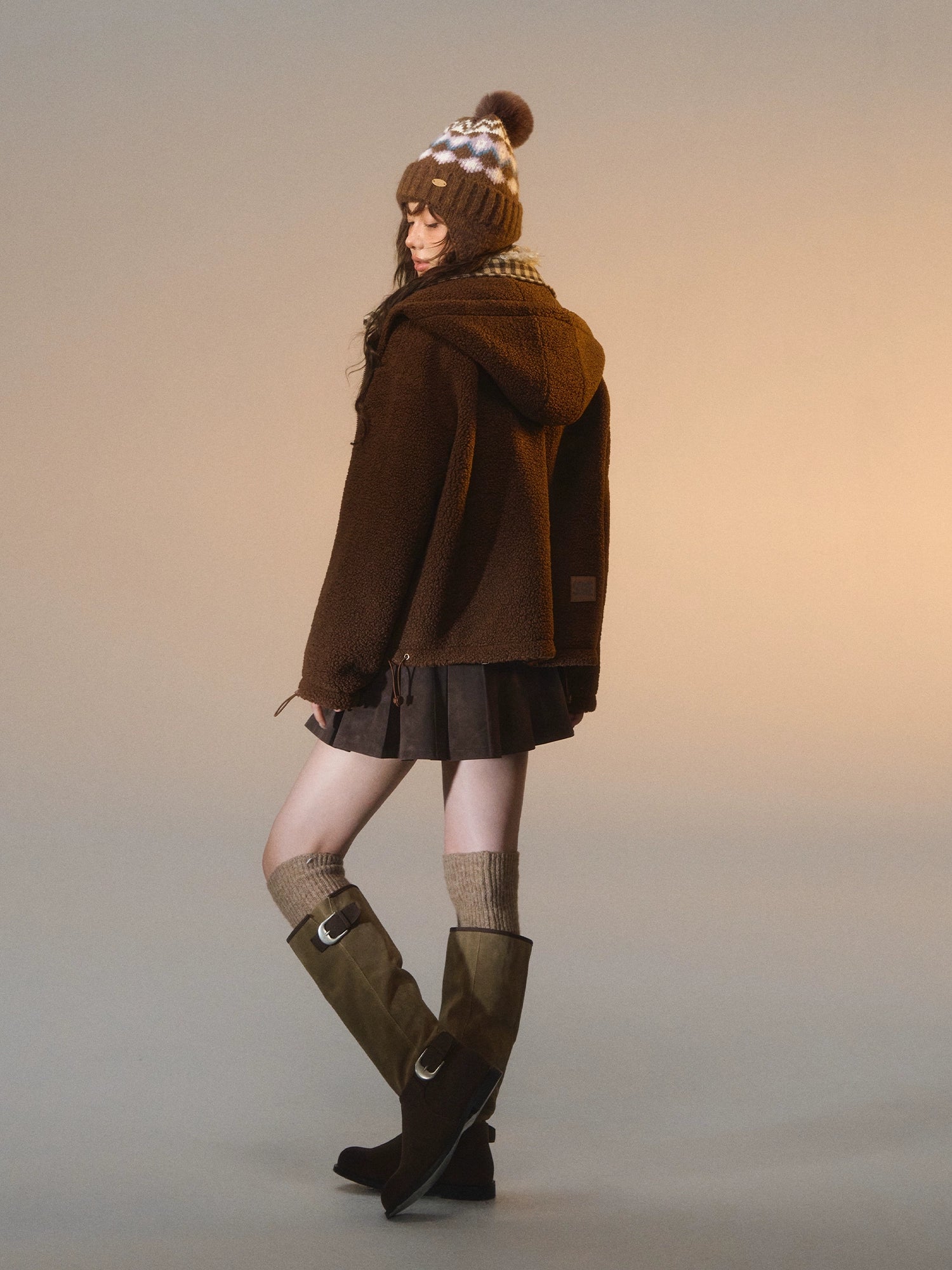 Reversible Plaid Fleece Patchwork Jacket