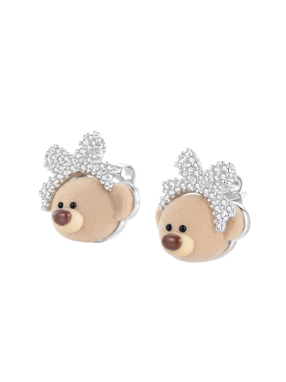 Bow Bear Silver Studs