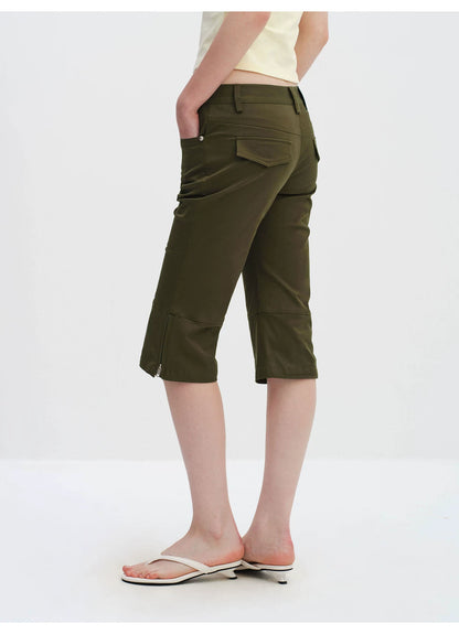 Vintage Capri Low-Rise Slim Flared Cropped Pants