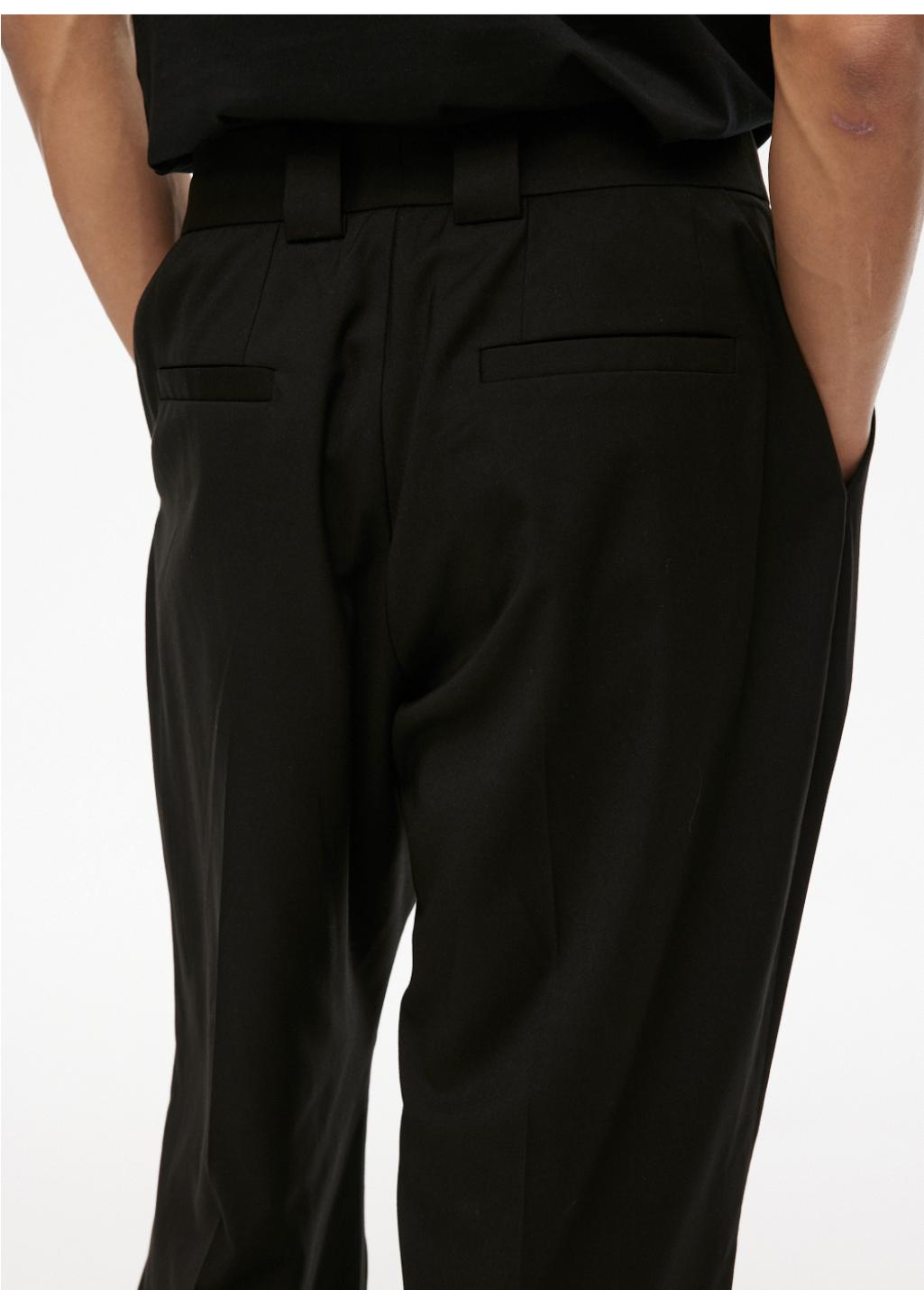 Black Fold Placket Loose Trousers - CHINASQUAD