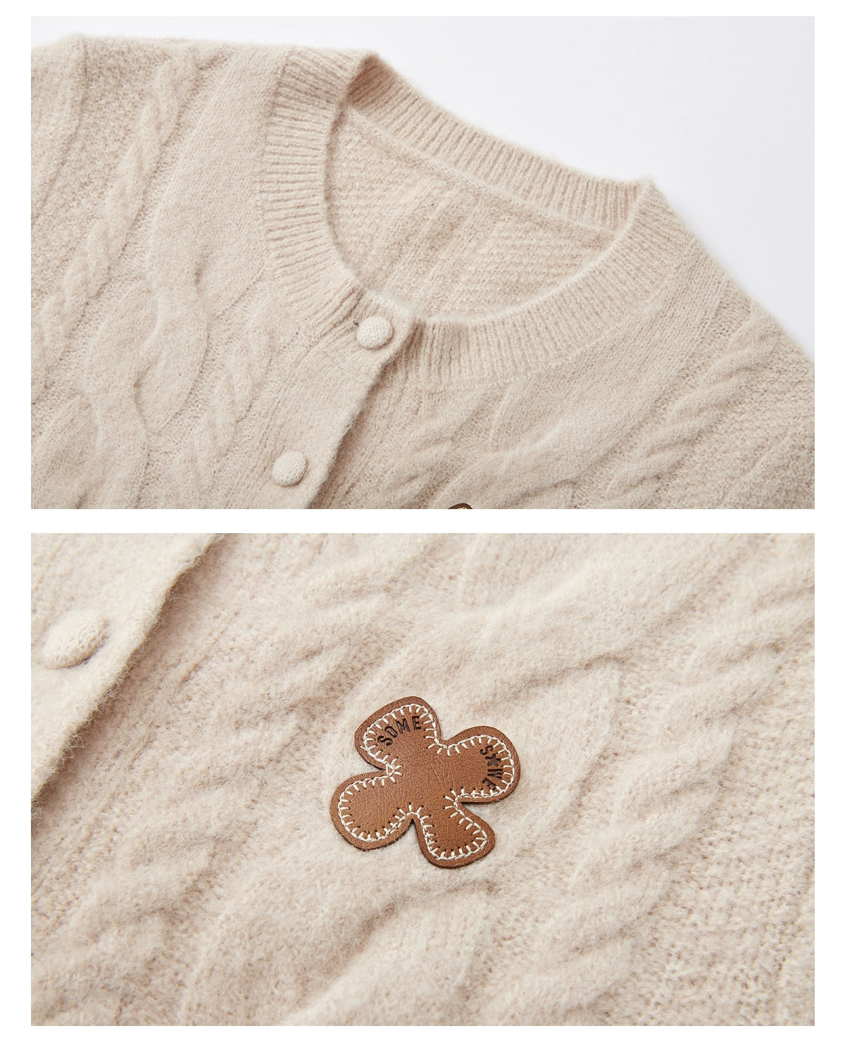 Layered Plaid Patchwork Cable Knit Cardigan