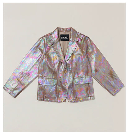 Iridescent Denim Blazer