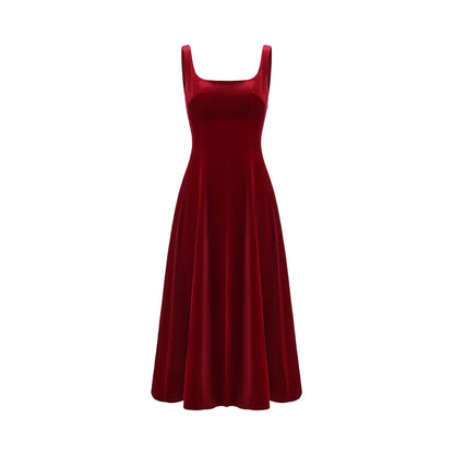 Velvet Strap Fit-and-Flare Mini Dress
