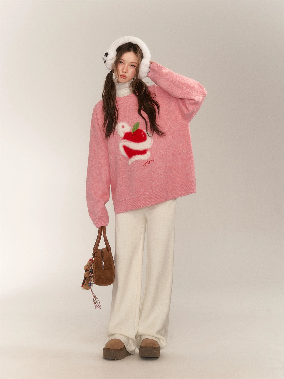 Apple Jacquard Pullover Sweater