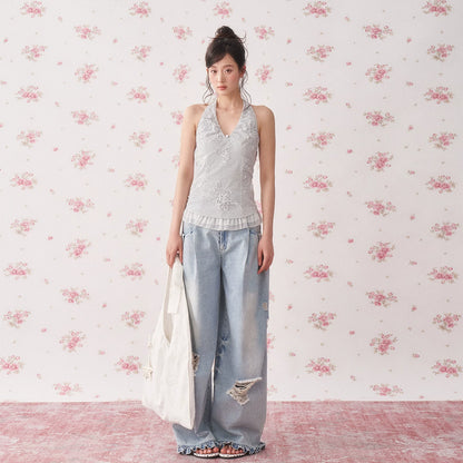 Polka Dot Halter Tie Camisole