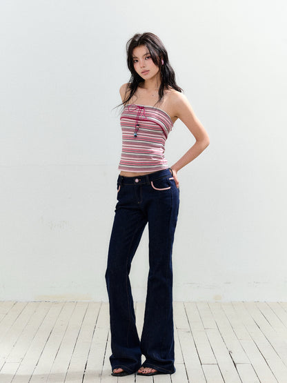 Micro-flare Tweed Low-waist Trousers - CHINASQUAD