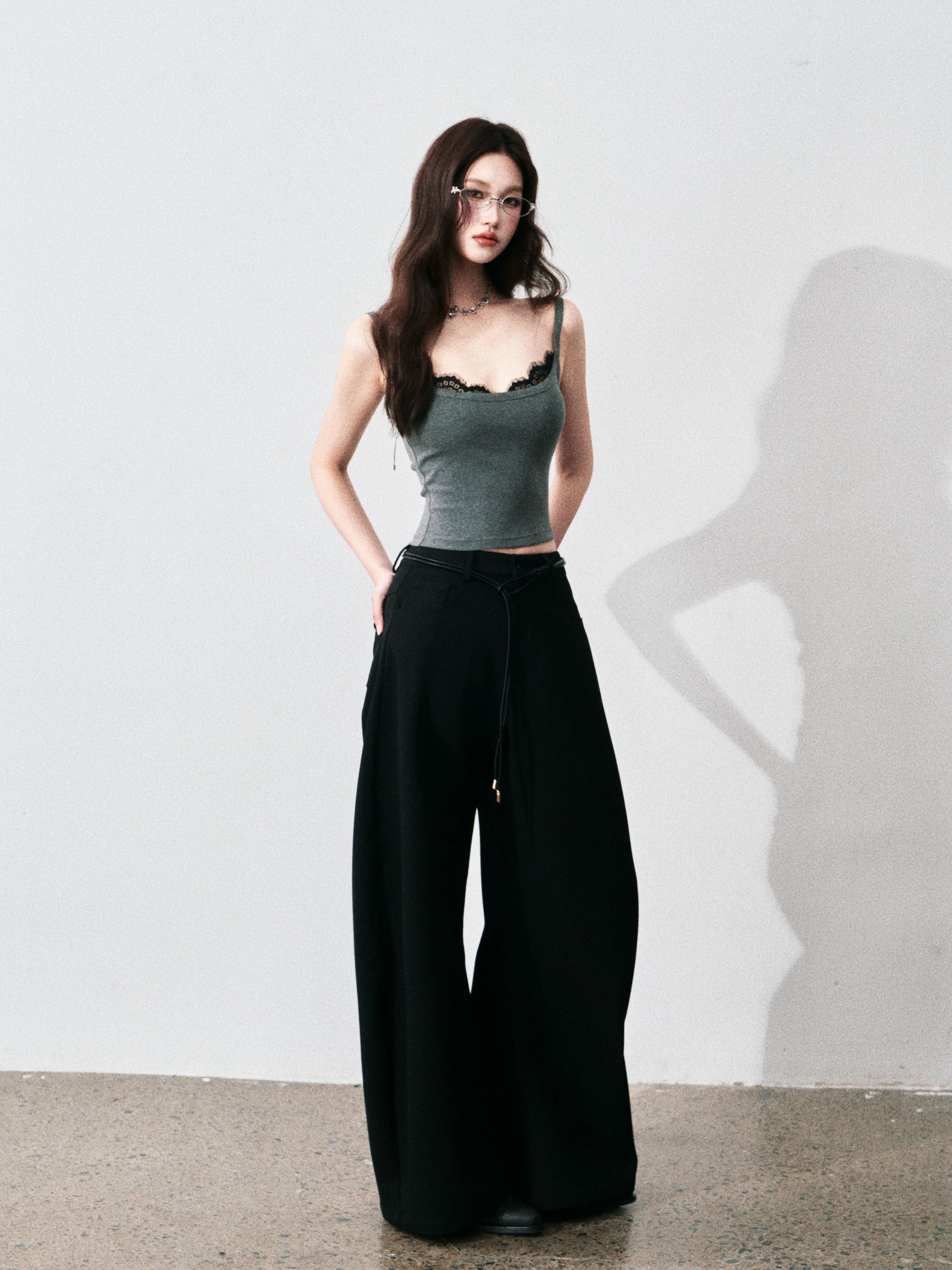 Contrast Lace Trim Slim-Fit Camisole