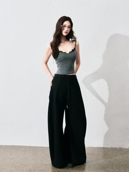 Contrast Lace Trim Slim-Fit Camisole