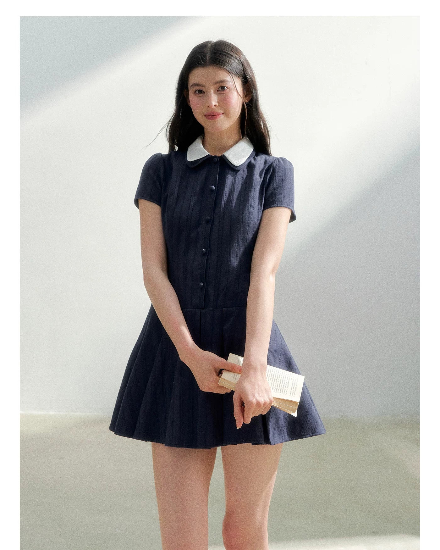 Preppy Vintage Short Sleeve Shirt Dress