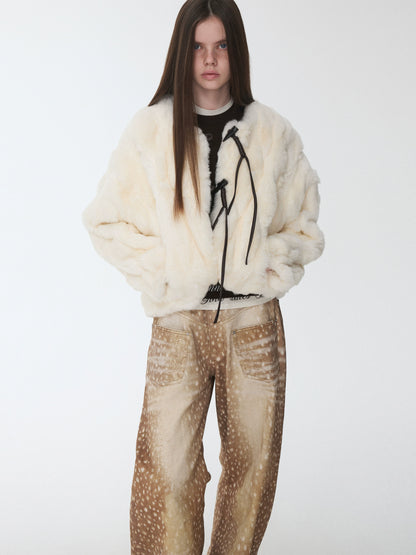 Fur Panel Horn-Buckle Jacket