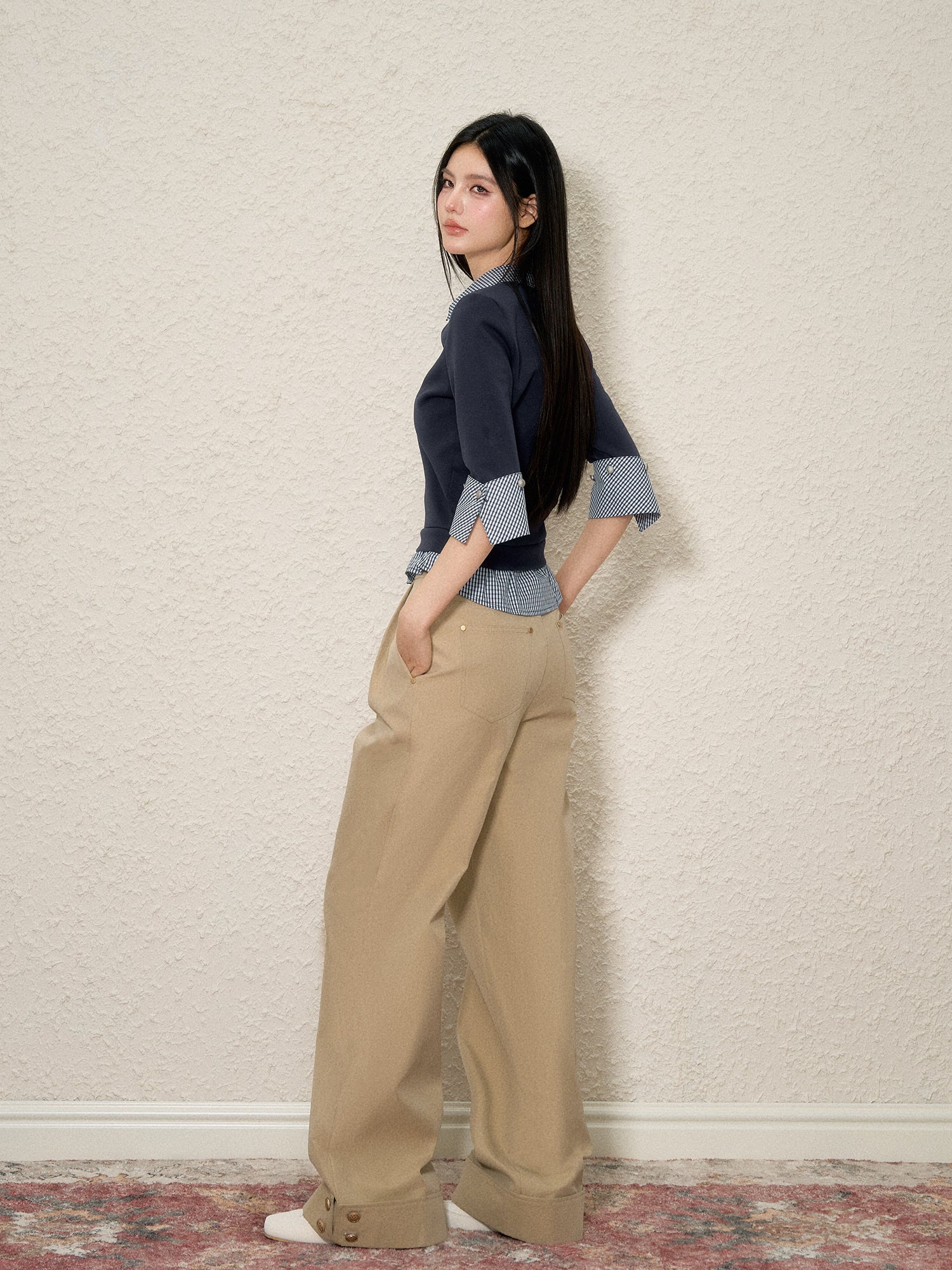 Diagonal Fly Pleated Cargo Pants