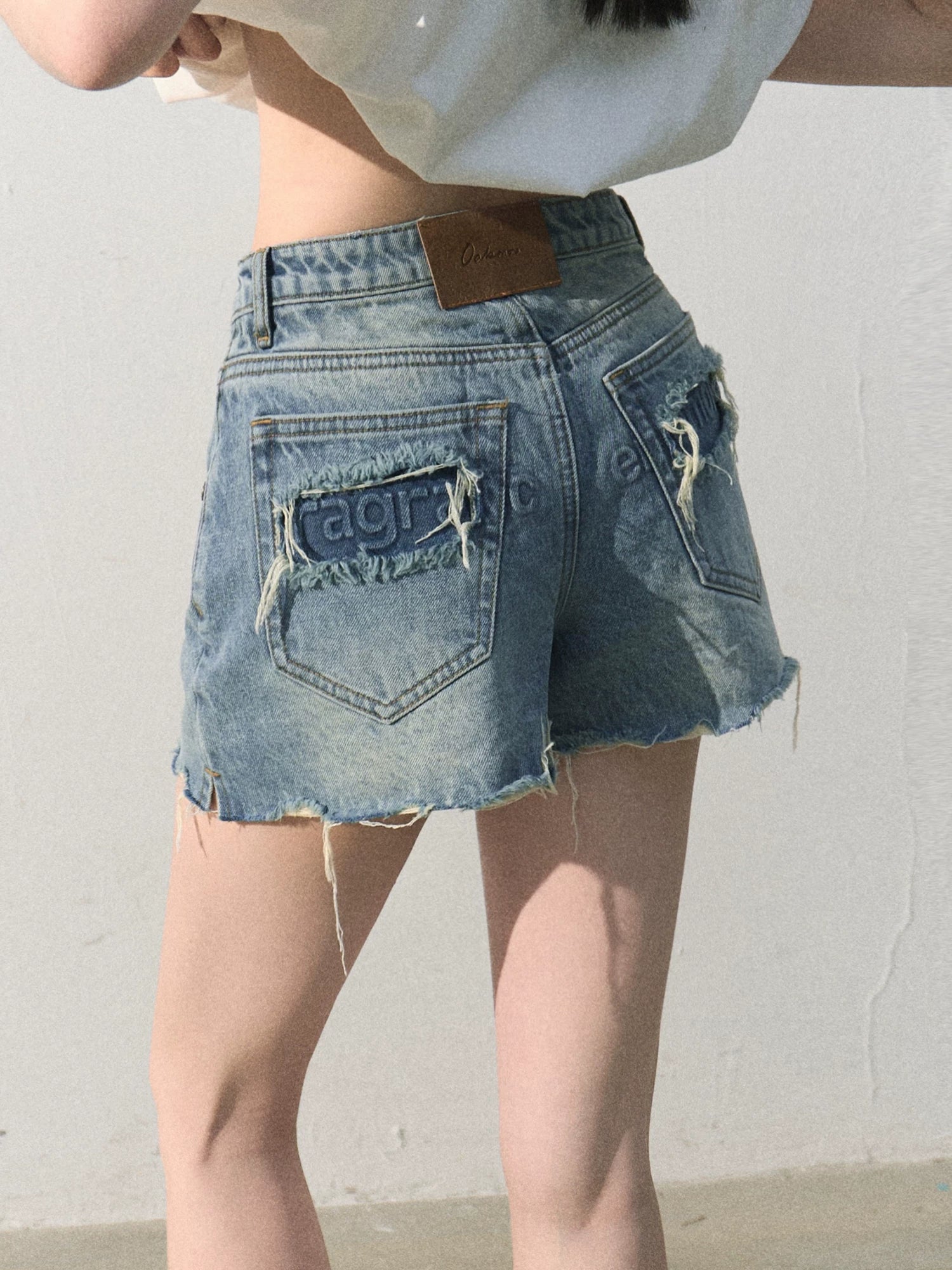Faded Trace Vintage Distressed Denim Shorts