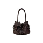 Pebbled Leather Drawstring Cloud Shoulder Bag ECODAY