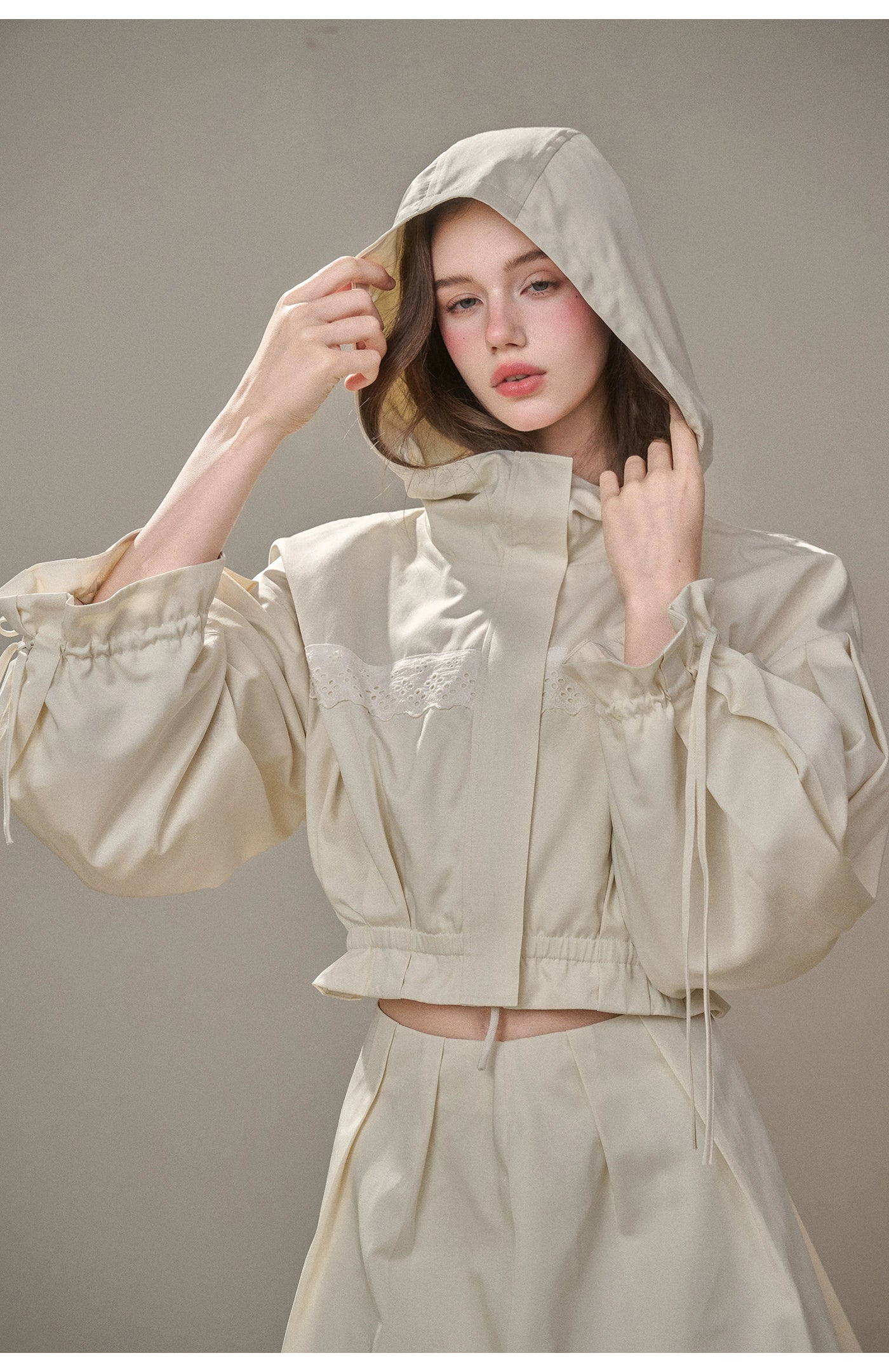&quot;A Cup of Milk&quot; Relaxed Cotton Trench &amp; Skirt Set