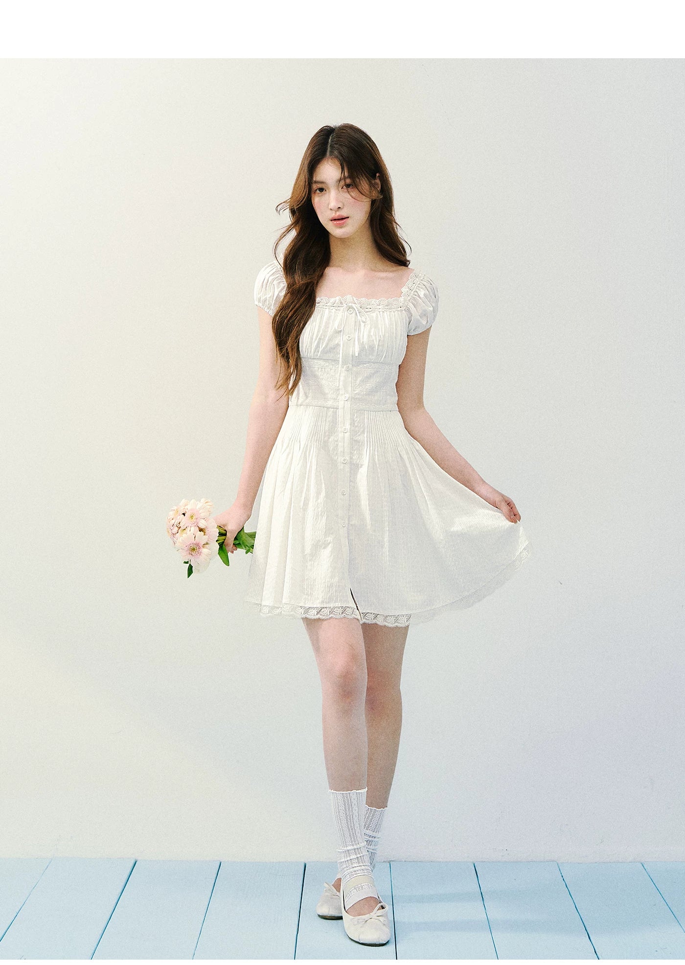 Pure Romance Square-Neck Mini Dress