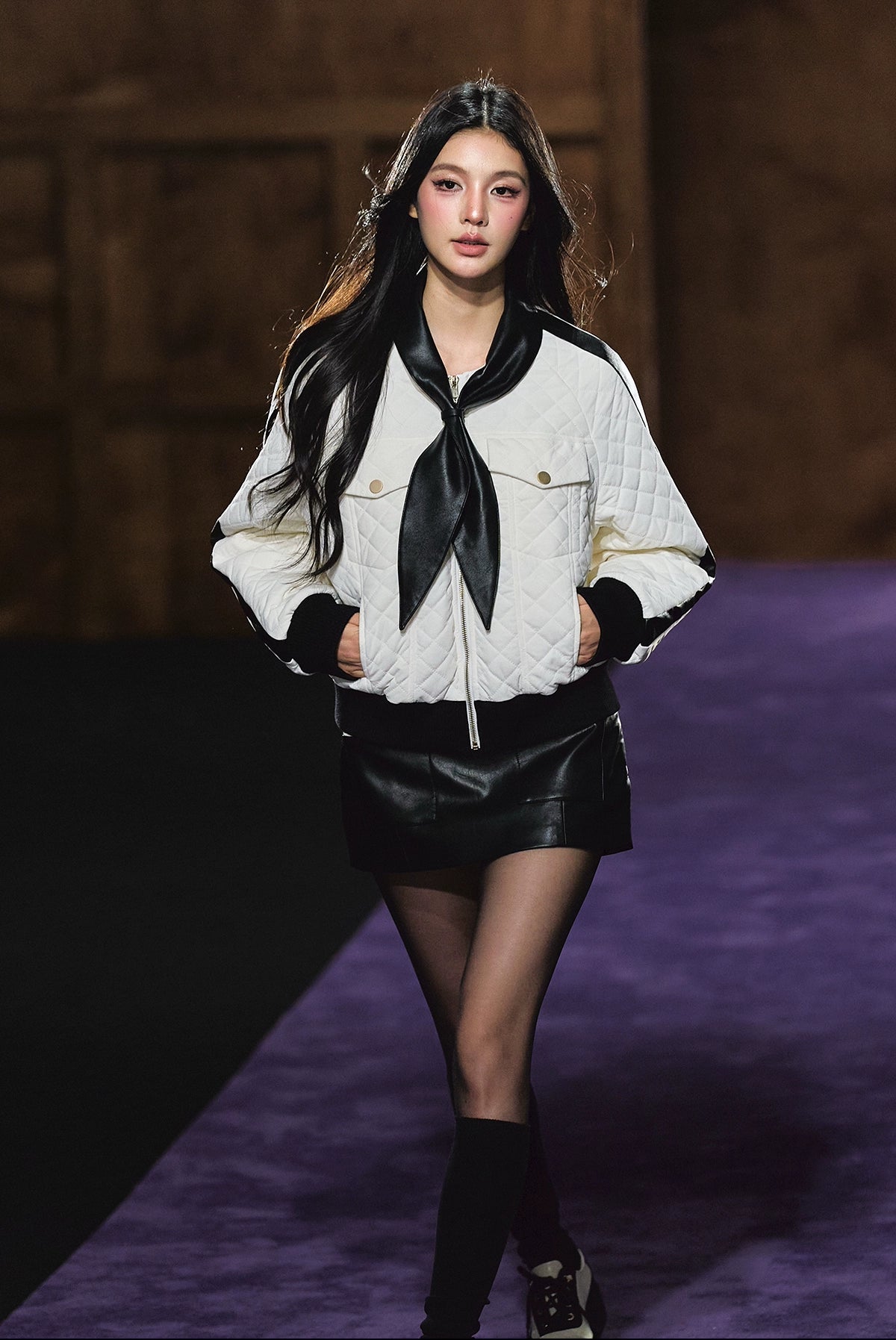 Diamond Quilted Bow-Tie Cotton Padded Jacket