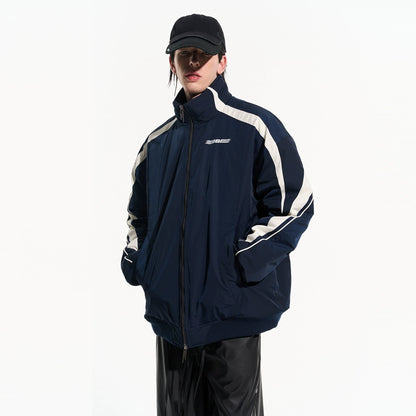 Striped Contrast Padded Cotton Jacket