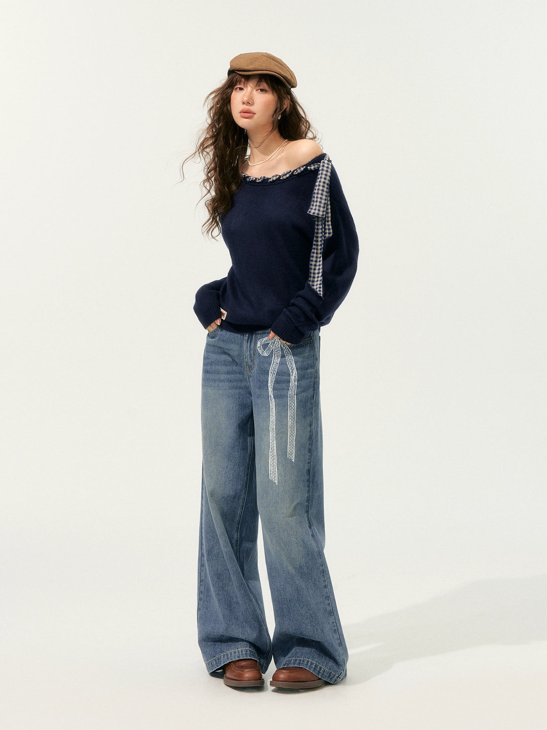 SOMESOWE Lace Printed Wide-Leg Jeans – view 3