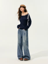 Lace Printed Wide-Leg Jeans - CHINASQUAD
