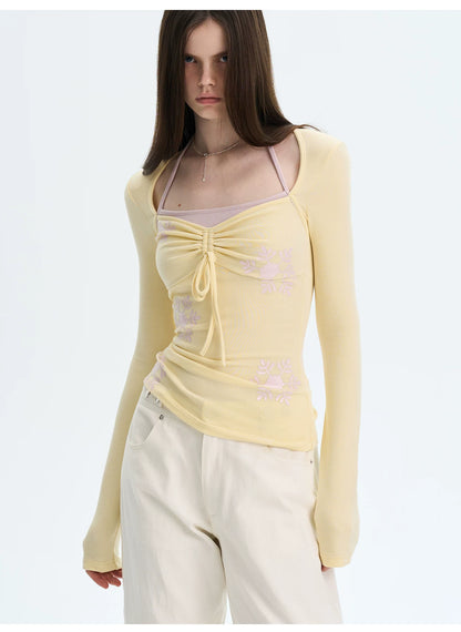 Layered Halter-Effect Long-Sleeve T-Shirt