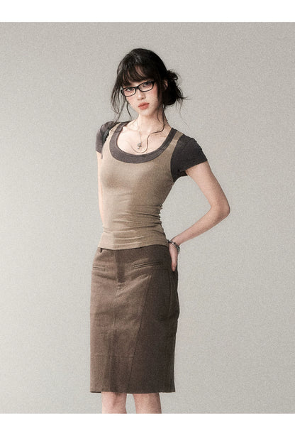 Contrast Trim Fitted Short Sleeve Tee
