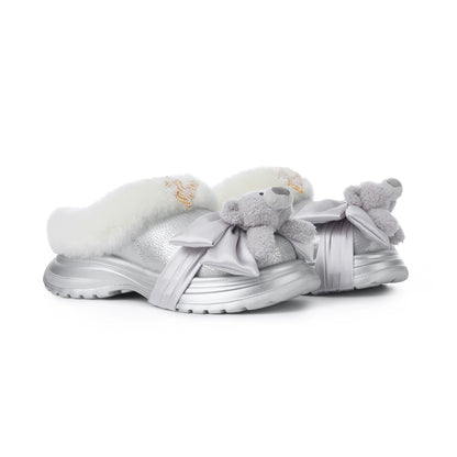 Teddy Plush Platform Winter Mule Slippers