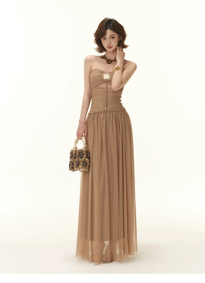 Greek Goddess Strapless Corset Maxi Dress