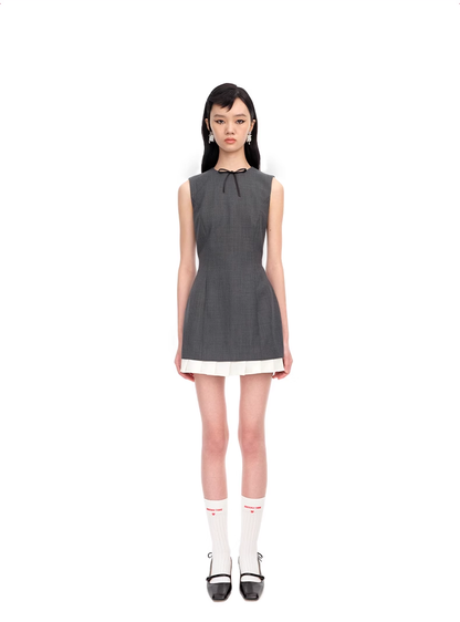 Ruffled Wool-Blend Sleeveless A-Line Dress - CHINASQUAD