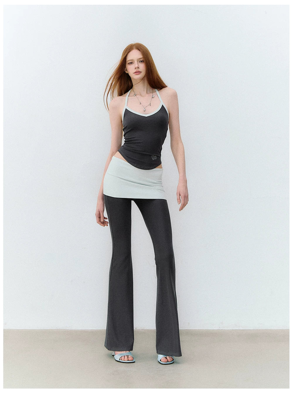 X-line Holiday Set: Cardigan, Rhinestone Vest, Flared Pants