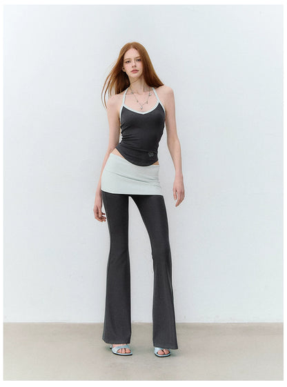X-line Holiday Set: Cardigan, Rhinestone Vest, Flared Pants