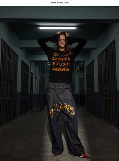 Dual-Waist Embroidered Relaxed-Fit Denim Jeans