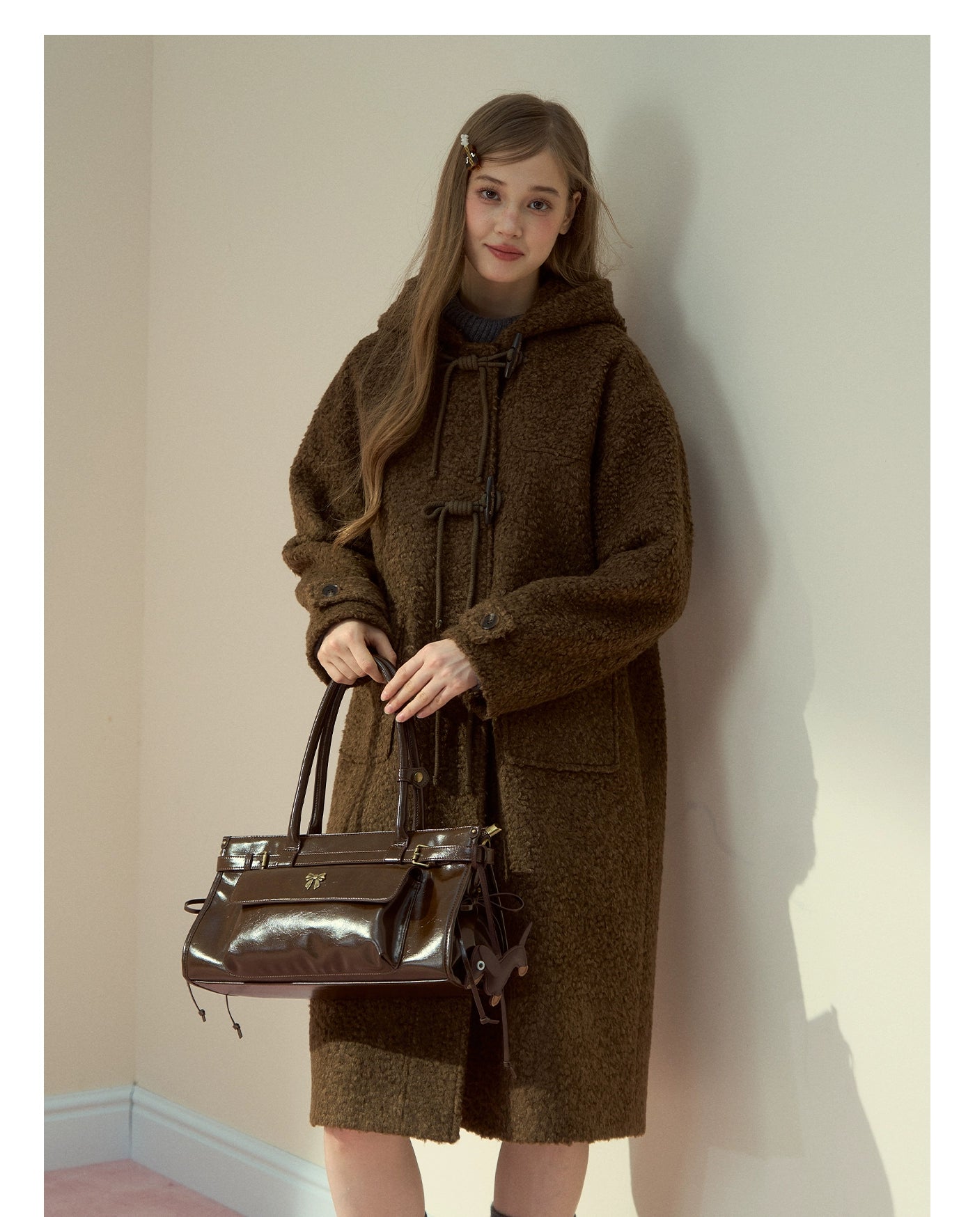 Vintage Glossy Leather Tote Bag