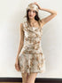 Beige Tie-Dye Off-Shoulder Dress - CHINASQUAD